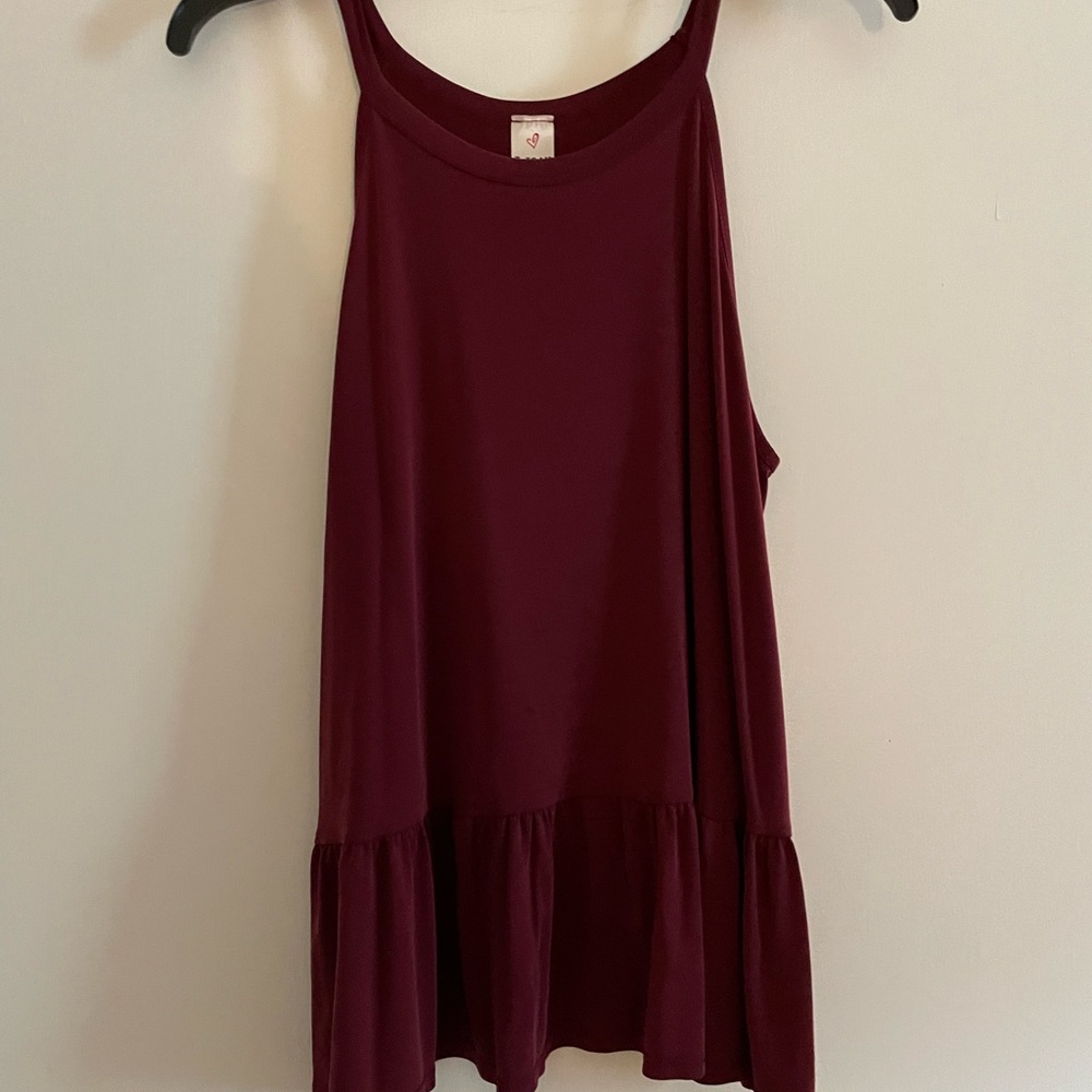 Size large in the color red. Brand is I Joah.
